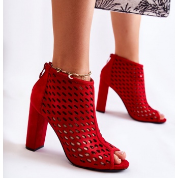 openwork suede boots red jenissa σε προσφορά