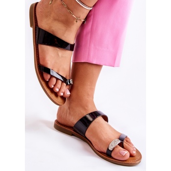 women`s lacquered flip-flops black σε προσφορά