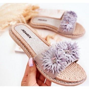 women`s slippers with material flowers σε προσφορά