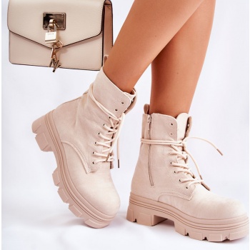 suede boots with zipper beige marley σε προσφορά