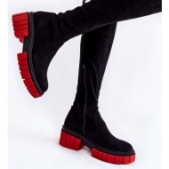  women`s suede boots workers black and red cheera