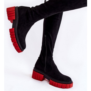 women`s suede boots workers black and σε προσφορά