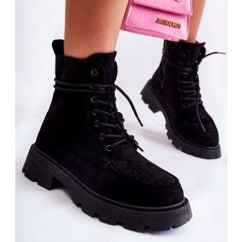 women`s suede boots tied black vanita σε προσφορά