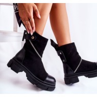  fashionable women`s suede boots with zipper black kandell