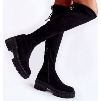 women`s suede boots workers black cheera σε προσφορά