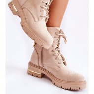  suede warm boots with a chain beige sorita