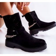  openwork booties with a zipper with a chain black chantelle