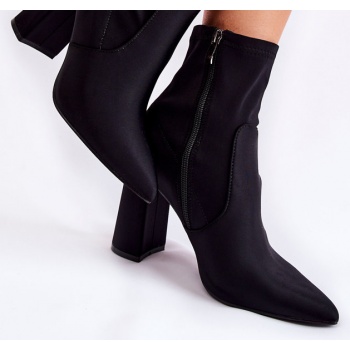 women`s material boots on heel black σε προσφορά