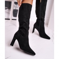  women`s knee-high boots eco-suede black truly love