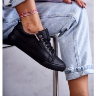  women`s low leather sneakers big star kk274006 black