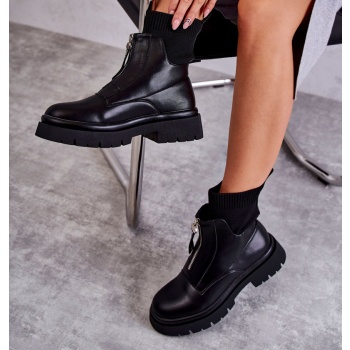 women`s socks boots with zipper black σε προσφορά