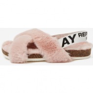  light pink girl sandals with artificial fur replay - girls