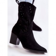  women`s suede boots with cowboy boots black ariane