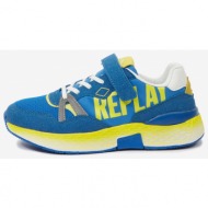  yellow-blue children`s sneakers with details in suede replay - girls