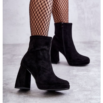 women`s suede boots on high heel light σε προσφορά