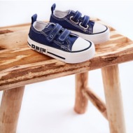  children`s cloth sneakers with velcro big star kk374081 navy blue