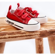  children`s cloth sneakers with velcro big star kk374076 red