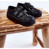  children`s leather sneakers with velcro big star kk374090 black