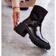  women`s warm boots on a chunky heel black marinela