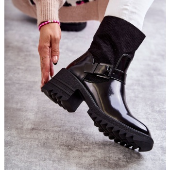 women`s warm boots on a chunky heel σε προσφορά
