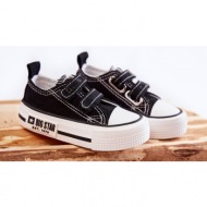  children`s cloth sneakers with velcro big star kk374074 black and white