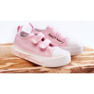  children`s cloth sneakers with velcro big star kk374083 pink