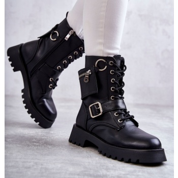 leather boots on flat heels black marlis σε προσφορά