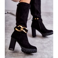  suede boots with detachable chain black jackson