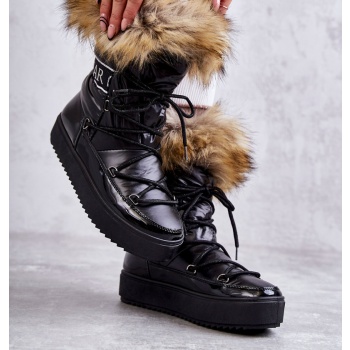 women`s lace-up snow boots black santero σε προσφορά