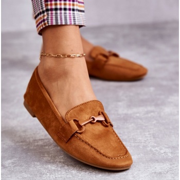 suede loafers with decoration camel σε προσφορά