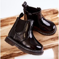 children`s laquered warm boots black porky