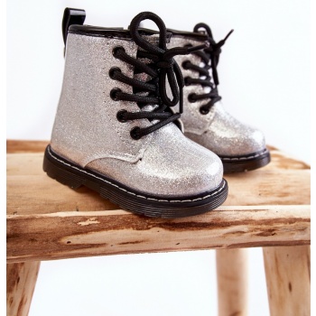 kids warmed boots with zipper lacquered