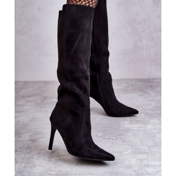 suede high heel boots black carite σε προσφορά