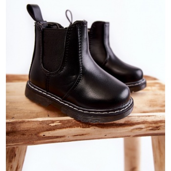 children`s leather warm boots black σε προσφορά