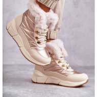  women`s lace snow boots light beige anna