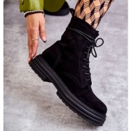  women`s suede boots tied black afra