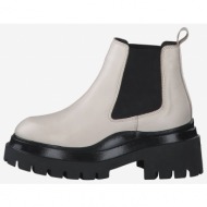  black-cream leather heeled ankle boots tamaris - women