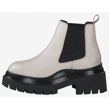 black-cream leather heeled ankle boots σε προσφορά