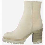 cream leather heeled ankle boots tamaris - women