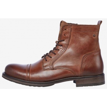 brown leather ankle boots jack & jones σε προσφορά