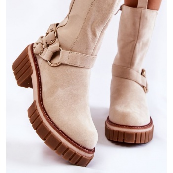 women`s suede warm boots workers beige σε προσφορά