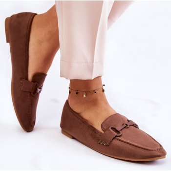 suede loafers with decoration brown