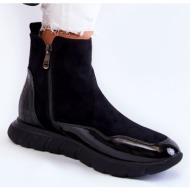 suede women`s boots sneakers black anita