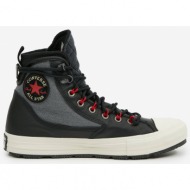 black-grey men`s ankle sneakers with converse leather details - men`s