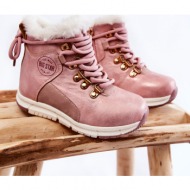  children`s insulated boots with a zipper big star kk374177 pink