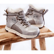  children`s insulated boots with a zipper big star kk374178 silver