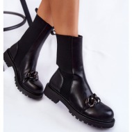  women`s slip-on boots with a chain black maliya