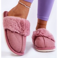  women`s warm slippers with fur dark pink franco