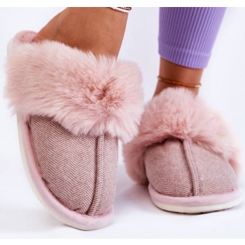 women`s warm slippers with fur beige σε προσφορά