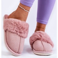  women`s warm slippers with fur light pink franco